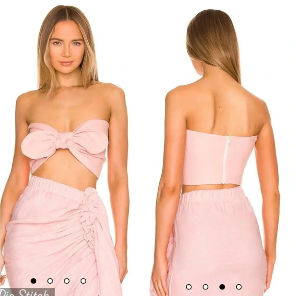 Just Bee Queen Silvia Bandeau Top Melon Sz S 100% Linen - Picture 1 of 5